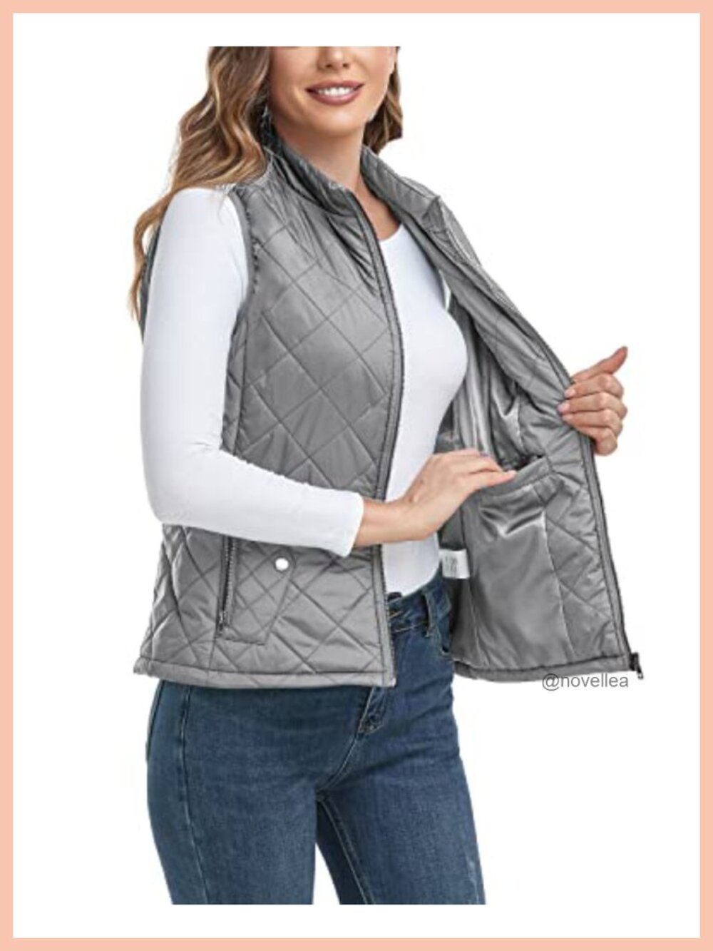LONGKING Women's Lightweight Packable Quilted Sleeveless Vest Zip Up Gilet